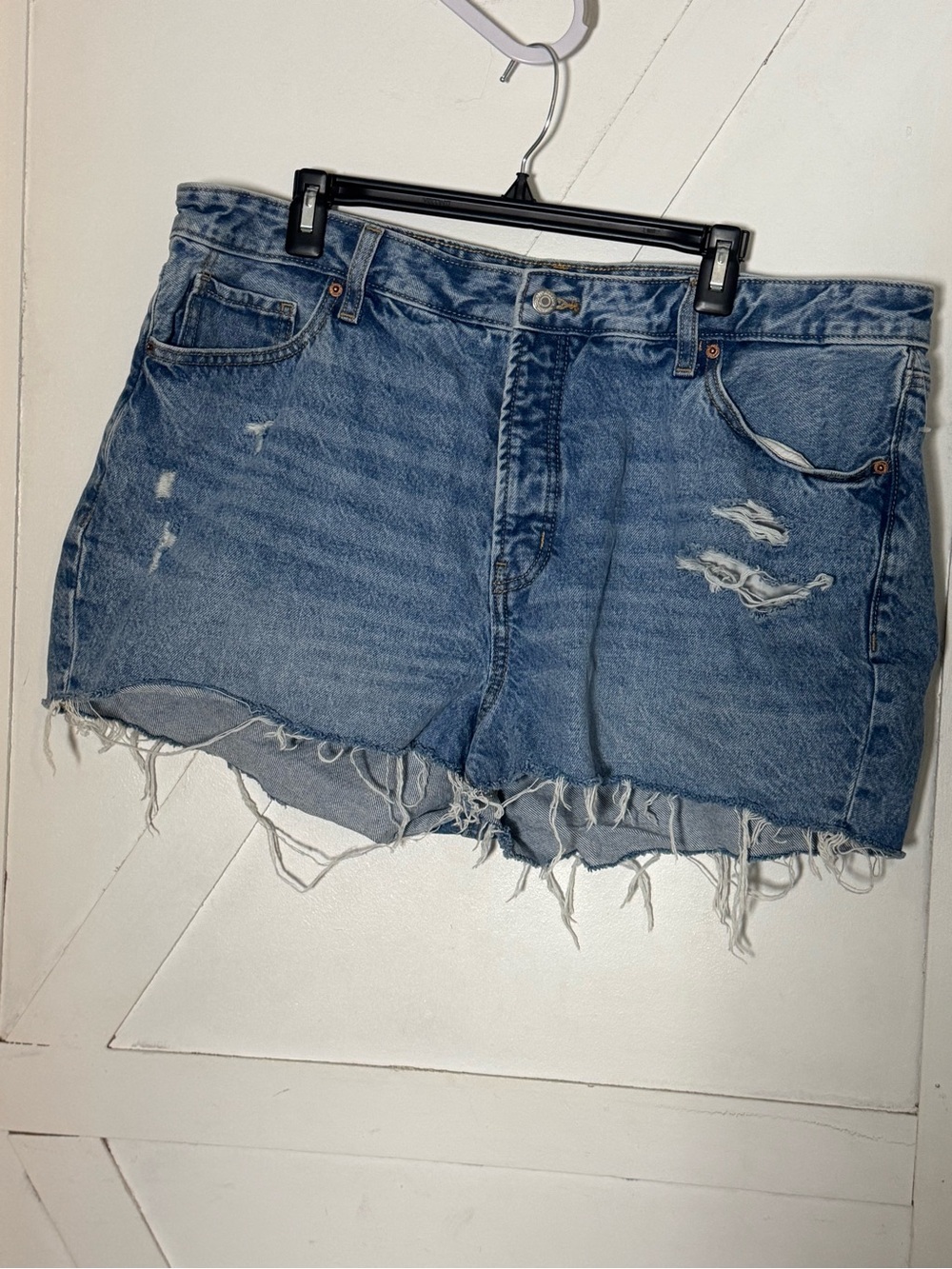 Old Navy Blue Distressed High-Rise Denim Shorts